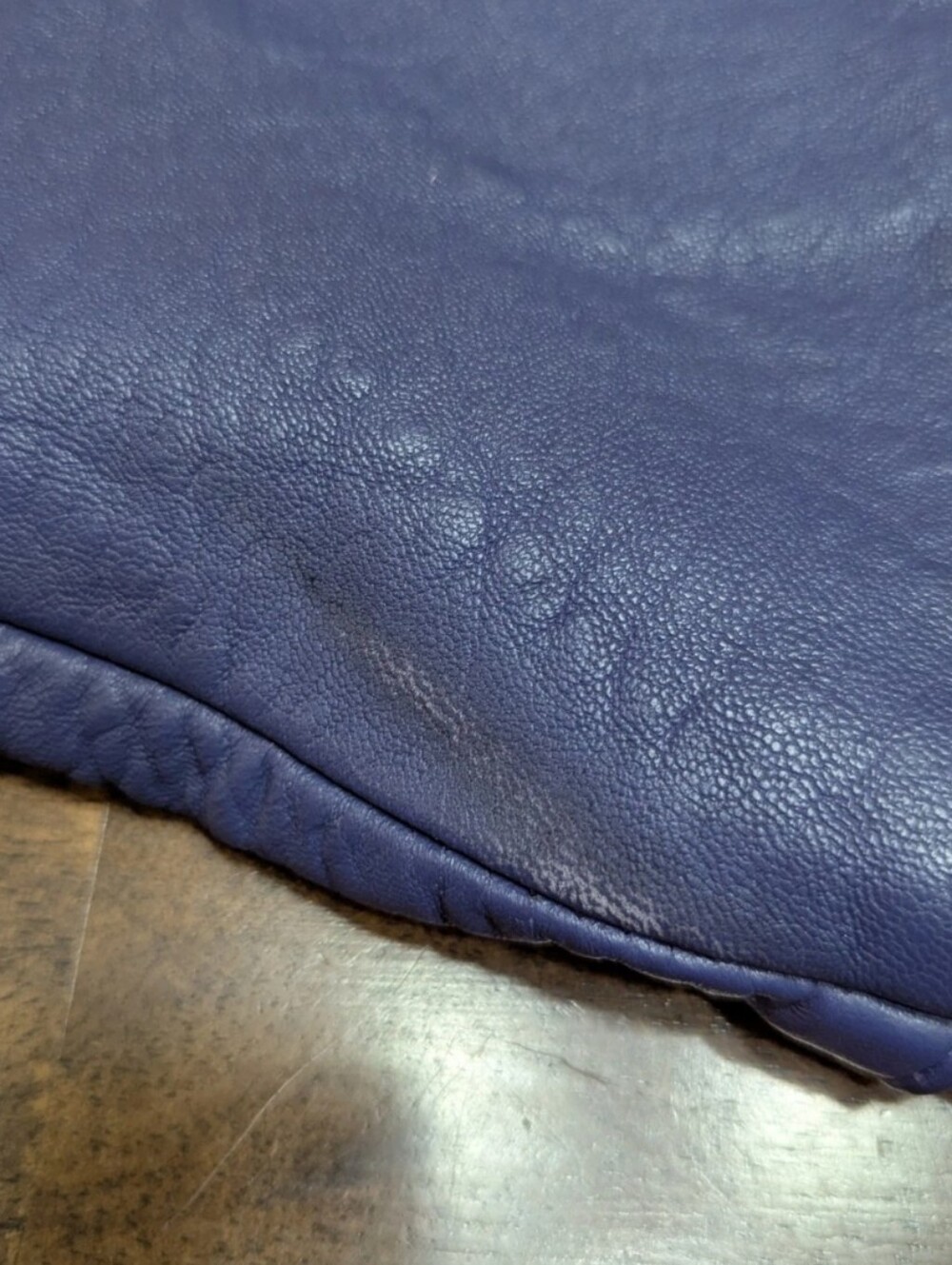 The Old Mill Glen Laine by Bainton Periwinkle, Leather Jacket Bomber Style - M - Picture 11 of 16